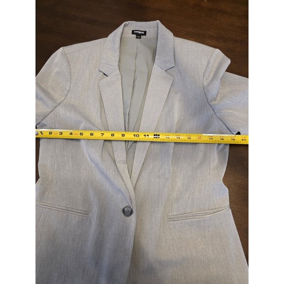 Express Blazer Jacket Women's Button Single Breasted Lined Gray Size 14 Career - Picture 5 of 7